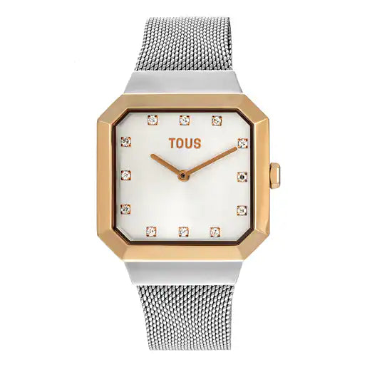 RELOJ MUJER TOUS analógico con acero IPRG rosa y brazalete de acero Karat Squared